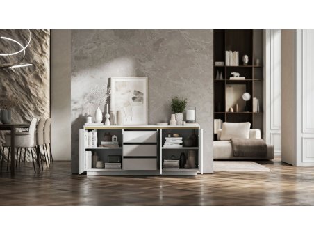 Komoda Glamour Biały Mat 167 cm Selene, na Cokole, Dobra Cena, Sklep Online | Meble Lindner