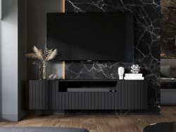 Wisząca szafka RTV Glamour ELPIS Czarny Mat 150 cm
