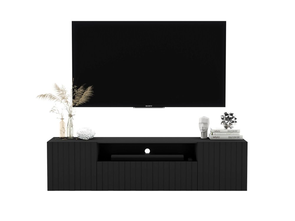 Wisząca szafka RTV Glamour ELPIS Czarny Mat 150 cm