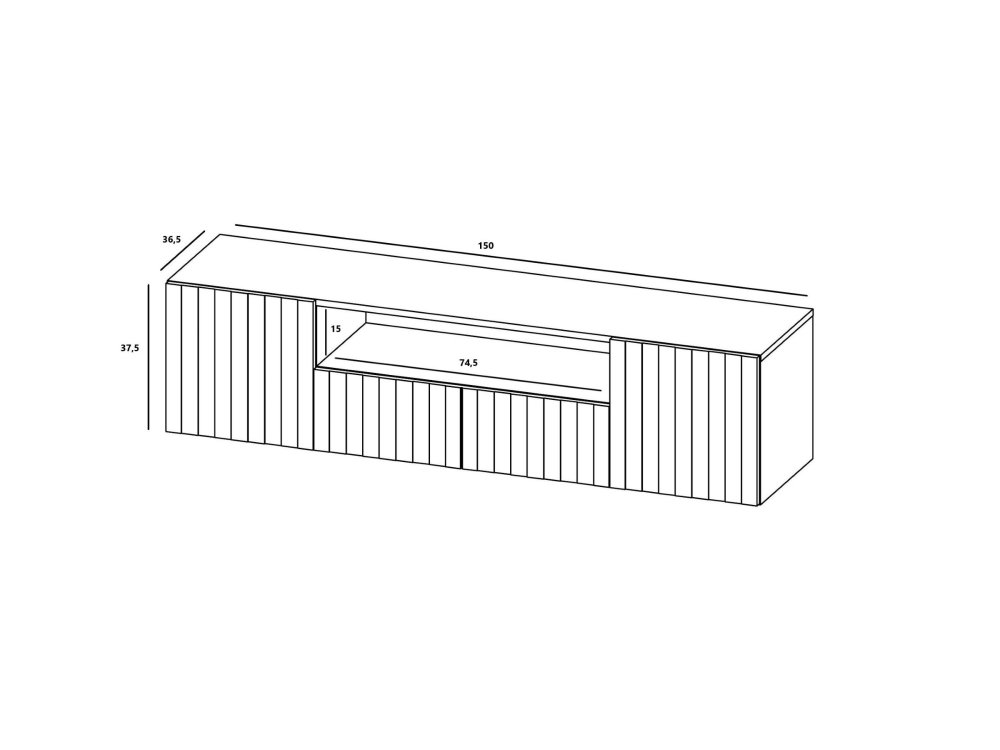 Wisząca szafka RTV Glamour ELPIS Czarny Mat 150 cm
