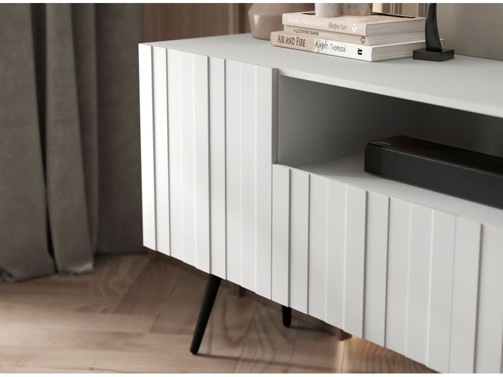 Wisząca szafka RTV Glamour ELPIS Biały Mat 150 cm