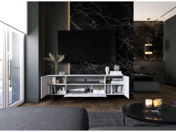 Wisząca szafka RTV Glamour ELPIS Biały Mat 150 cm