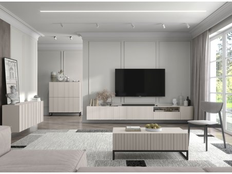 Wisząca Szafka RTV Glamour ELPIS Kaszmir Mat 150 cm, Dobra Cena, Sklep Online | Meble Lindner