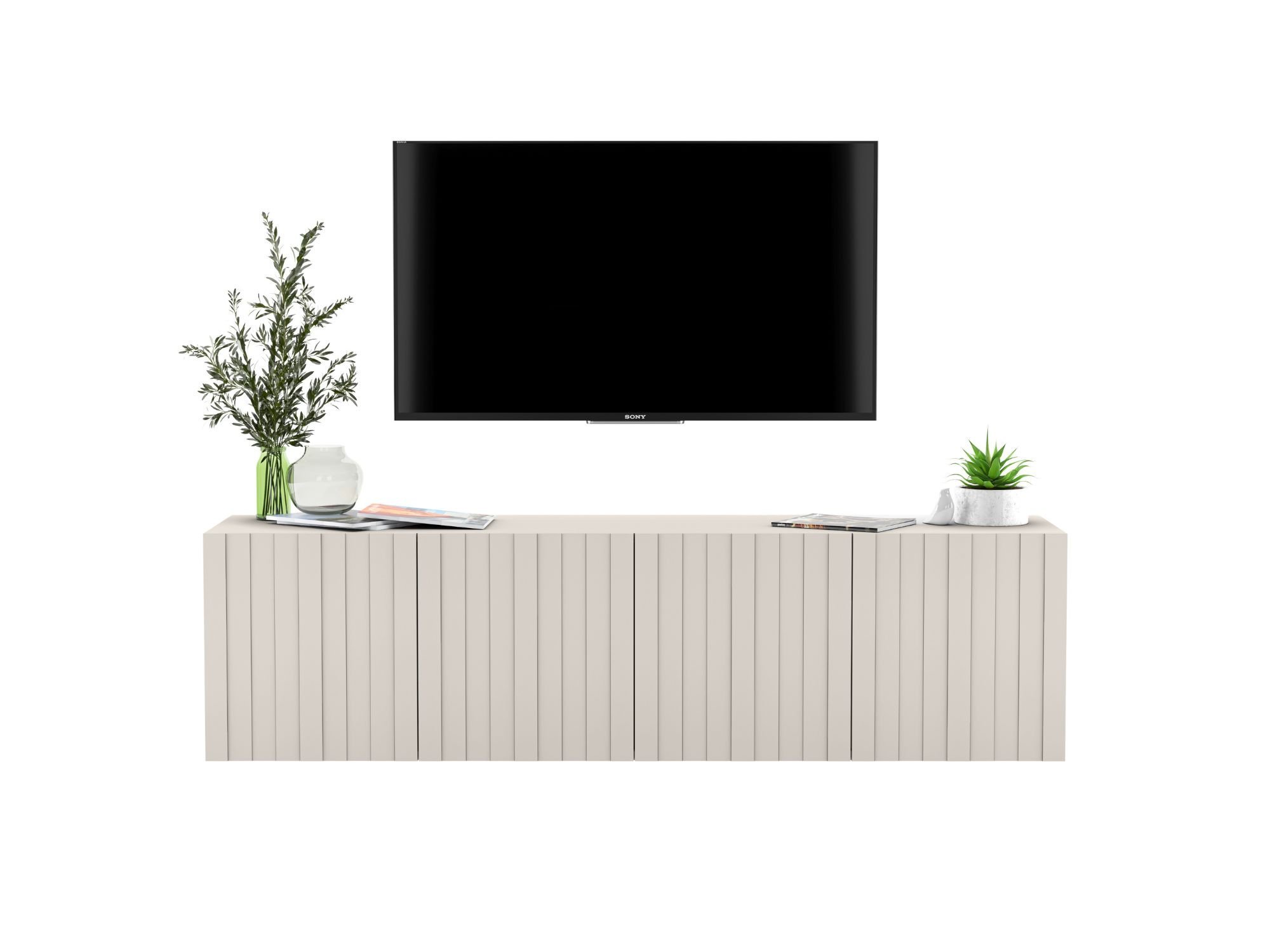 Wisząca Szafka RTV Glamour ELPIS Kaszmir Mat 150 cm, Dobra Cena, Sklep Online | Meble Lindner