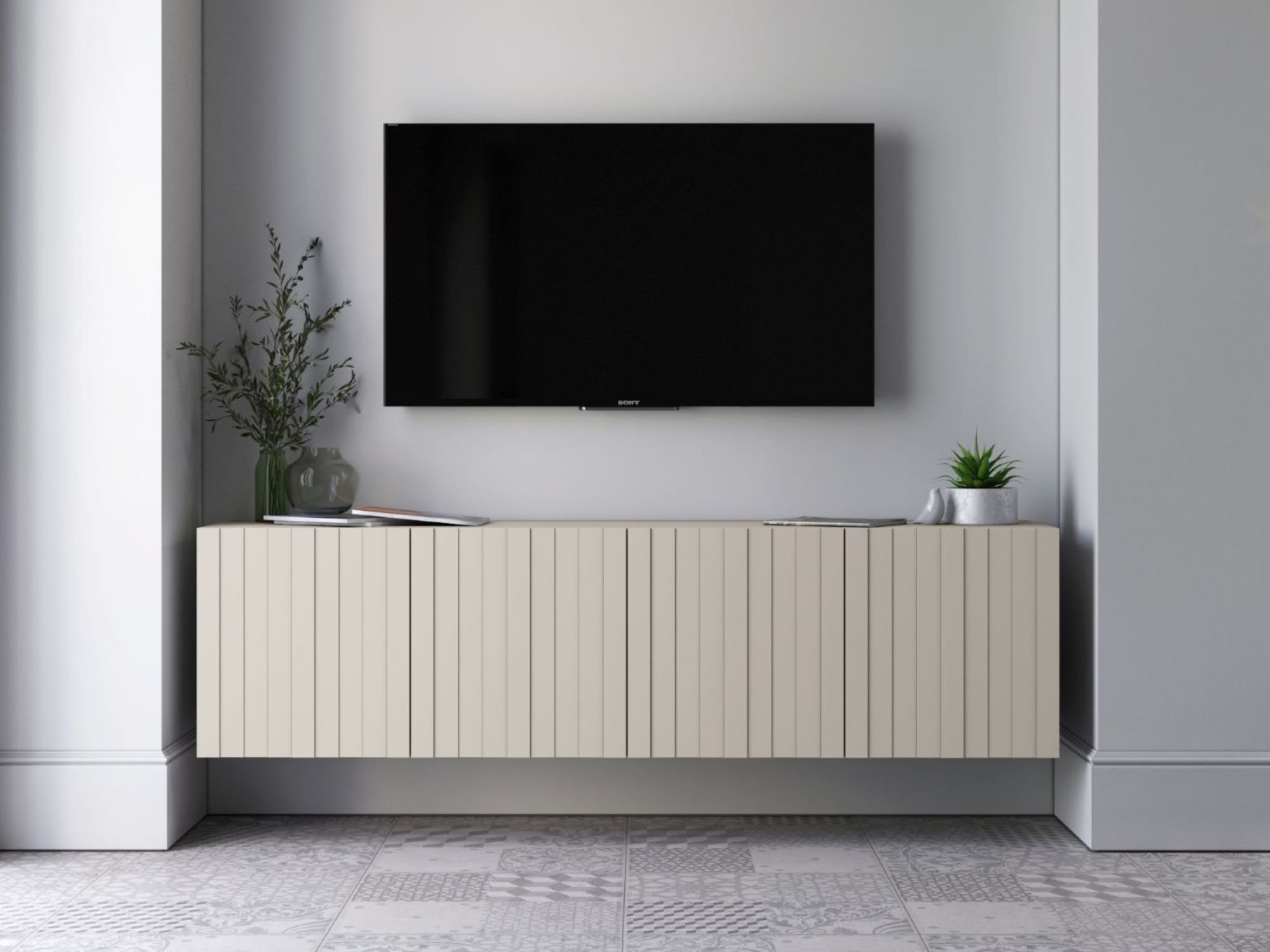 Wisząca Szafka RTV Glamour ELPIS Kaszmir Mat 150 cm, Dobra Cena, Sklep Online | Meble Lindner