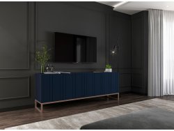Stojąca szafka RTV Glamour ELPIS Granatowy Mat 150 cm na miedzianej ramie