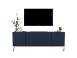 Stojąca szafka RTV Glamour ELPIS Granatowy Mat 150 cm na miedzianej ramie