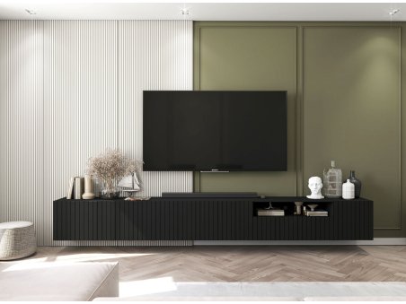 Wisząca szafka RTV Glamour ELPIS Czarny Mat 150 cm
