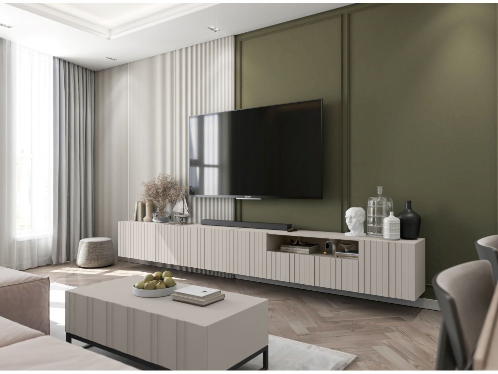 Wisząca szafka RTV Glamour ELPIS Kaszmir Mat 150 cm