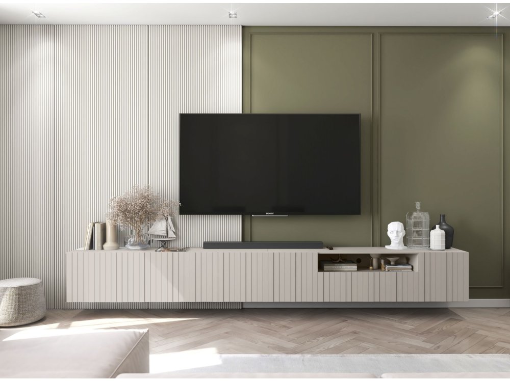 Wisząca szafka RTV Glamour ELPIS Kaszmir Mat 150 cm