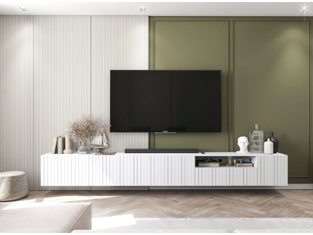 Wisząca szafka RTV Glamour ELPIS Biały Mat 150 cm