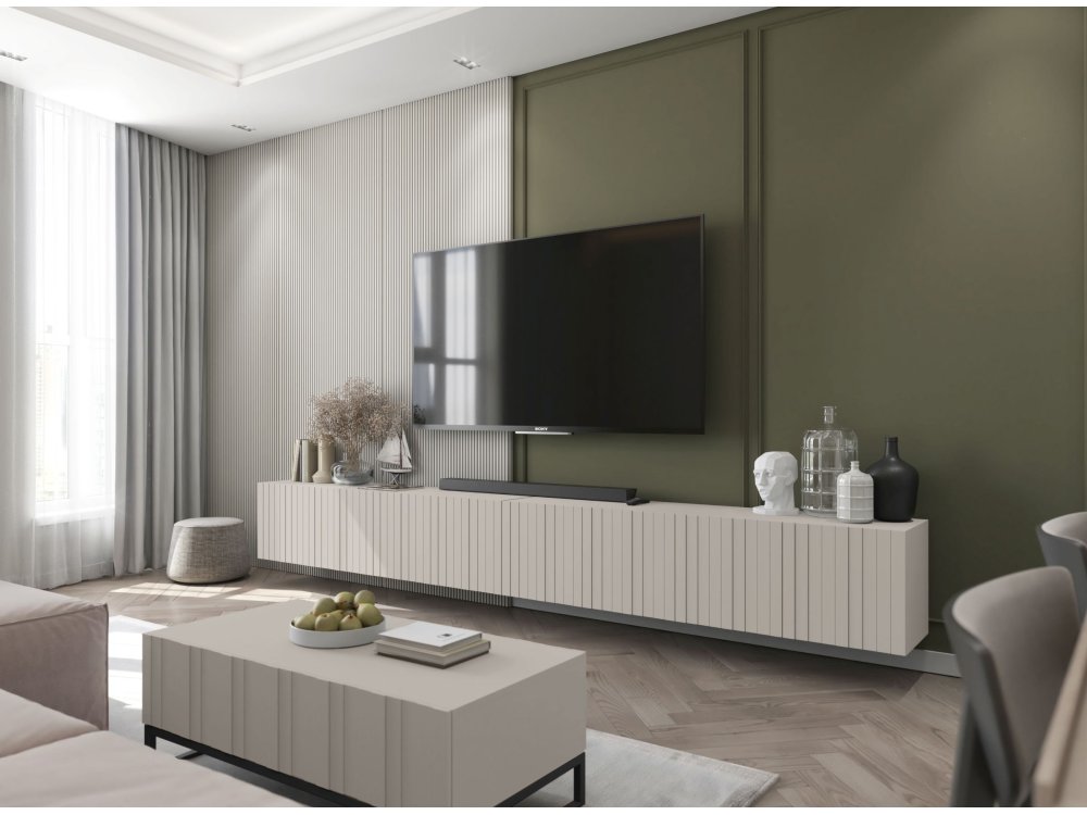 Wisząca Szafka RTV Glamour ELPIS Kaszmir Mat 150 cm, Dobra Cena, Sklep Online | Meble Lindner