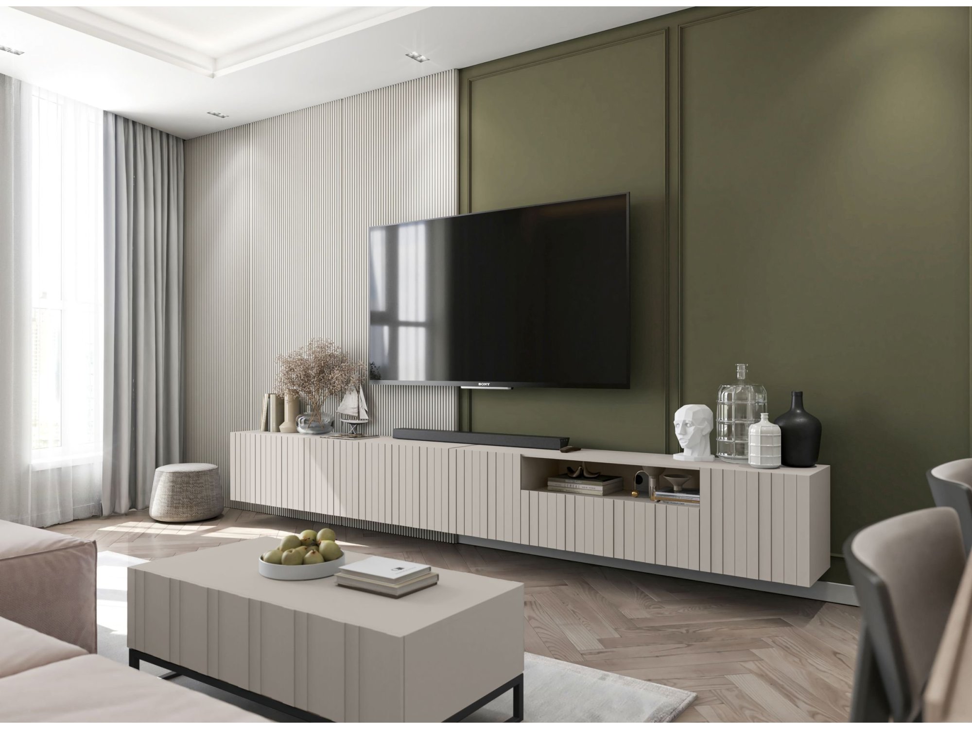 Wisząca Szafka RTV Glamour ELPIS Kaszmir Mat 150 cm, Dobra Cena, Sklep Online | Meble Lindner
