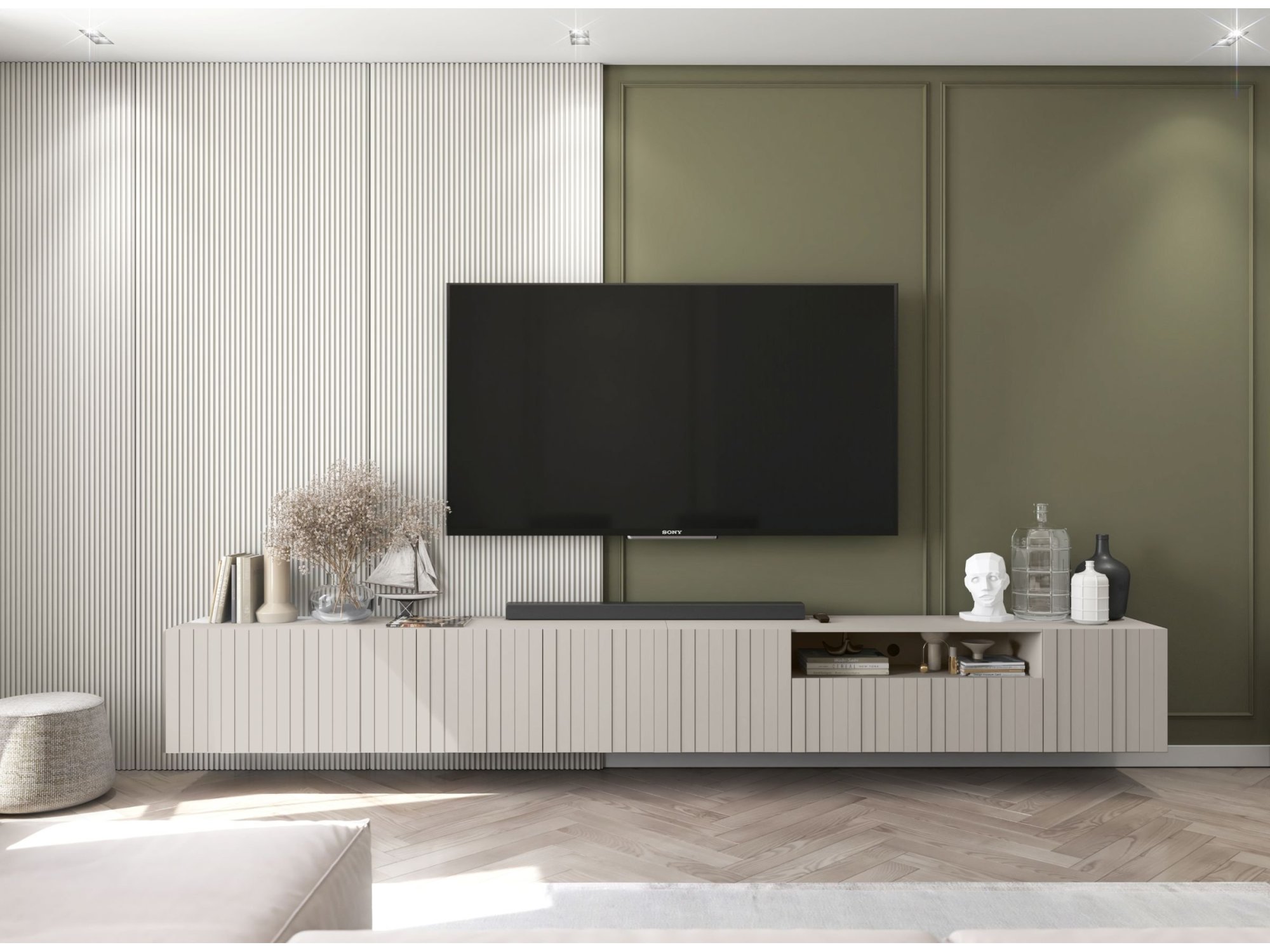 Wisząca Szafka RTV Glamour ELPIS Kaszmir Mat 150 cm, Dobra Cena, Sklep Online | Meble Lindner