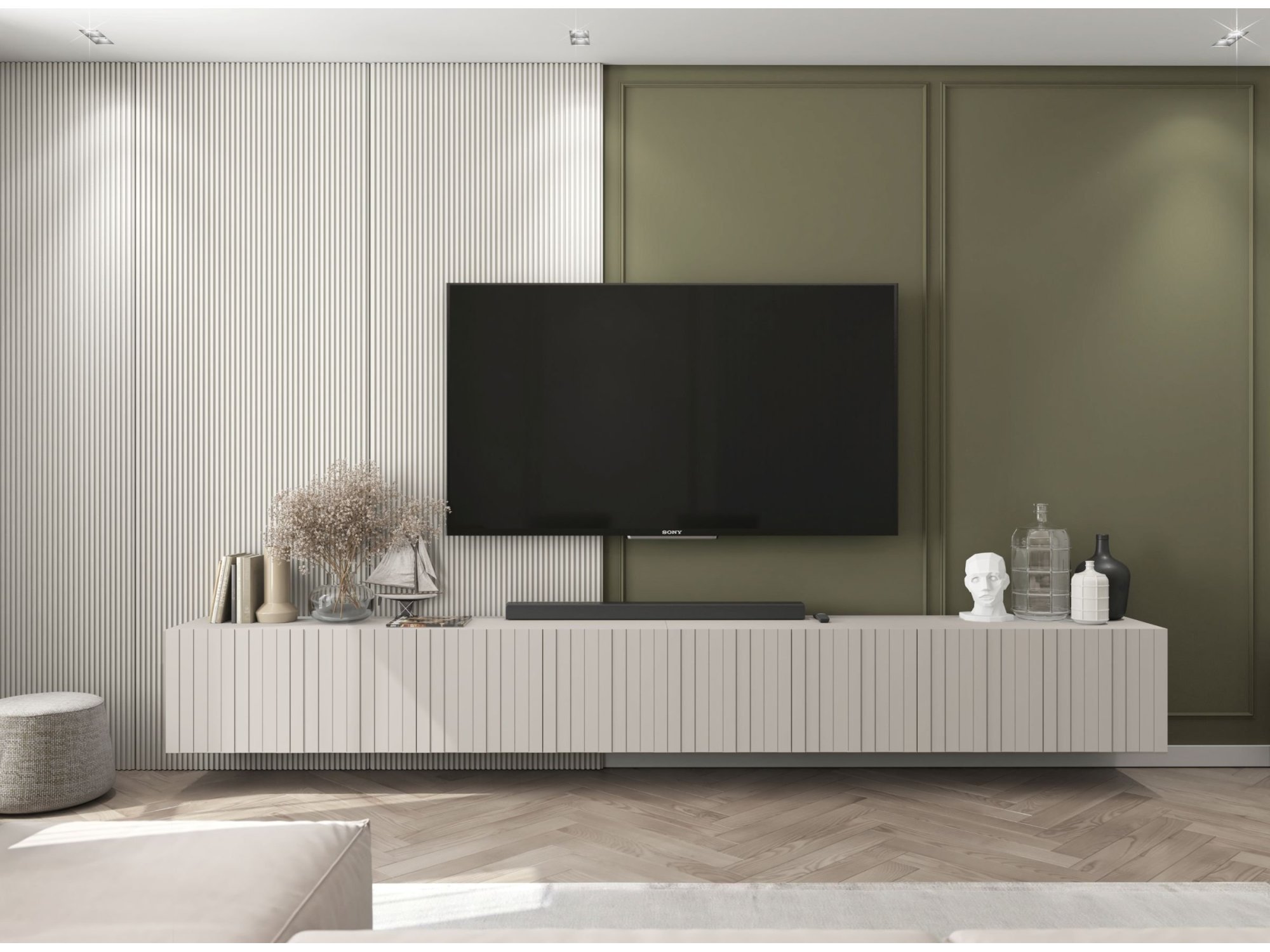 Wisząca Szafka RTV Glamour ELPIS Kaszmir Mat 150 cm, Dobra Cena, Sklep Online | Meble Lindner