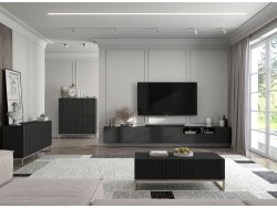 Wisząca szafka RTV Glamour ELPIS Czarny Mat 300 cm