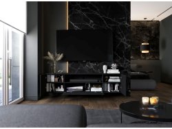 Wisząca szafka RTV Glamour ELPIS Czarny Mat 300 cm