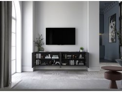 Wisząca szafka RTV Glamour ELPIS Czarny Mat 300 cm