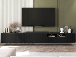 Wisząca szafka RTV Glamour ELPIS Czarny Mat 300 cm