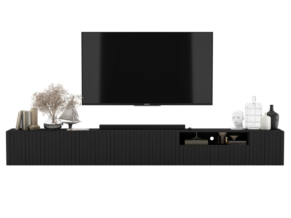 Wisząca szafka RTV Glamour ELPIS Czarny Mat 300 cm