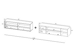 Wisząca szafka RTV Glamour ELPIS Czarny Mat 300 cm