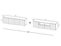 Wisząca szafka RTV Glamour ELPIS Czarny Mat 300 cm