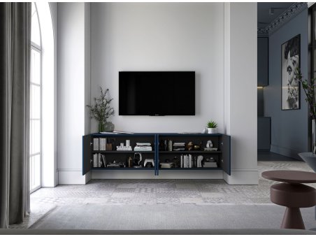 Wisząca szafka RTV Glamour ELPIS Granatowy Mat 300 cm