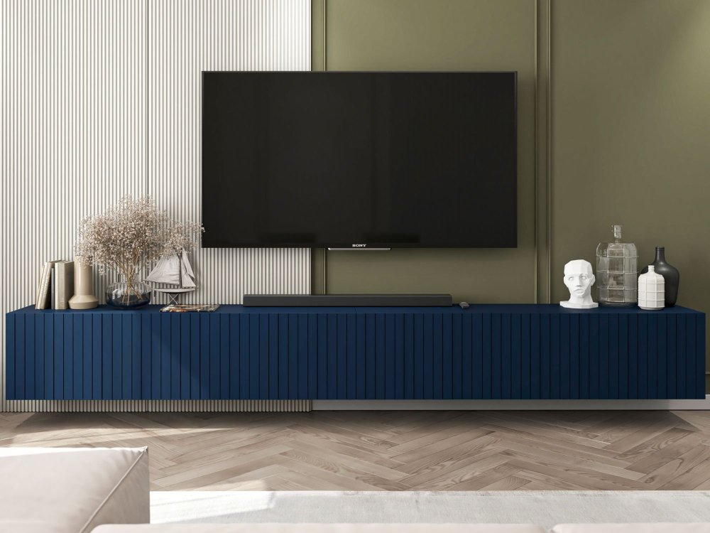 Wisząca szafka RTV Glamour ELPIS Granatowy Mat 300 cm
