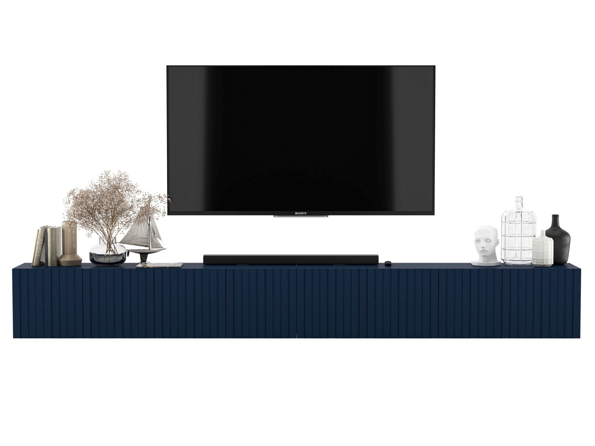 Wisząca szafka RTV Glamour ELPIS Granatowy Mat 300 cm