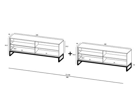 Stojąca szafka RTV Glamour ELPIS Granatowy Mat 300 cm na miedzianej ramie