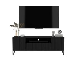 Stojąca szafka RTV Glamour ELPIS Czarny Mat 150 cm na czarnej ramie