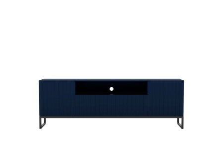 Stojąca szafka RTV Glamour ELPIS Granatowy Mat 150 cm na czarnej ramie