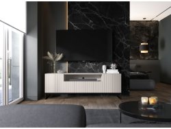 Stojąca szafka RTV Glamour ELPIS Kaszmir Mat 150 cm na czarnej ramie