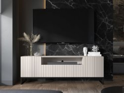 Stojąca szafka RTV Glamour ELPIS Kaszmir Mat 150 cm na czarnej ramie