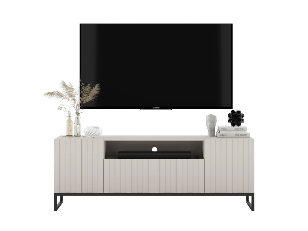 Stojąca szafka RTV Glamour ELPIS Kaszmir Mat 150 cm na czarnej ramie