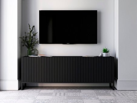 Szafka RTV Czarna Matowa, Loft, Glamour 150cm, Dobra Cena, Sklep Online1