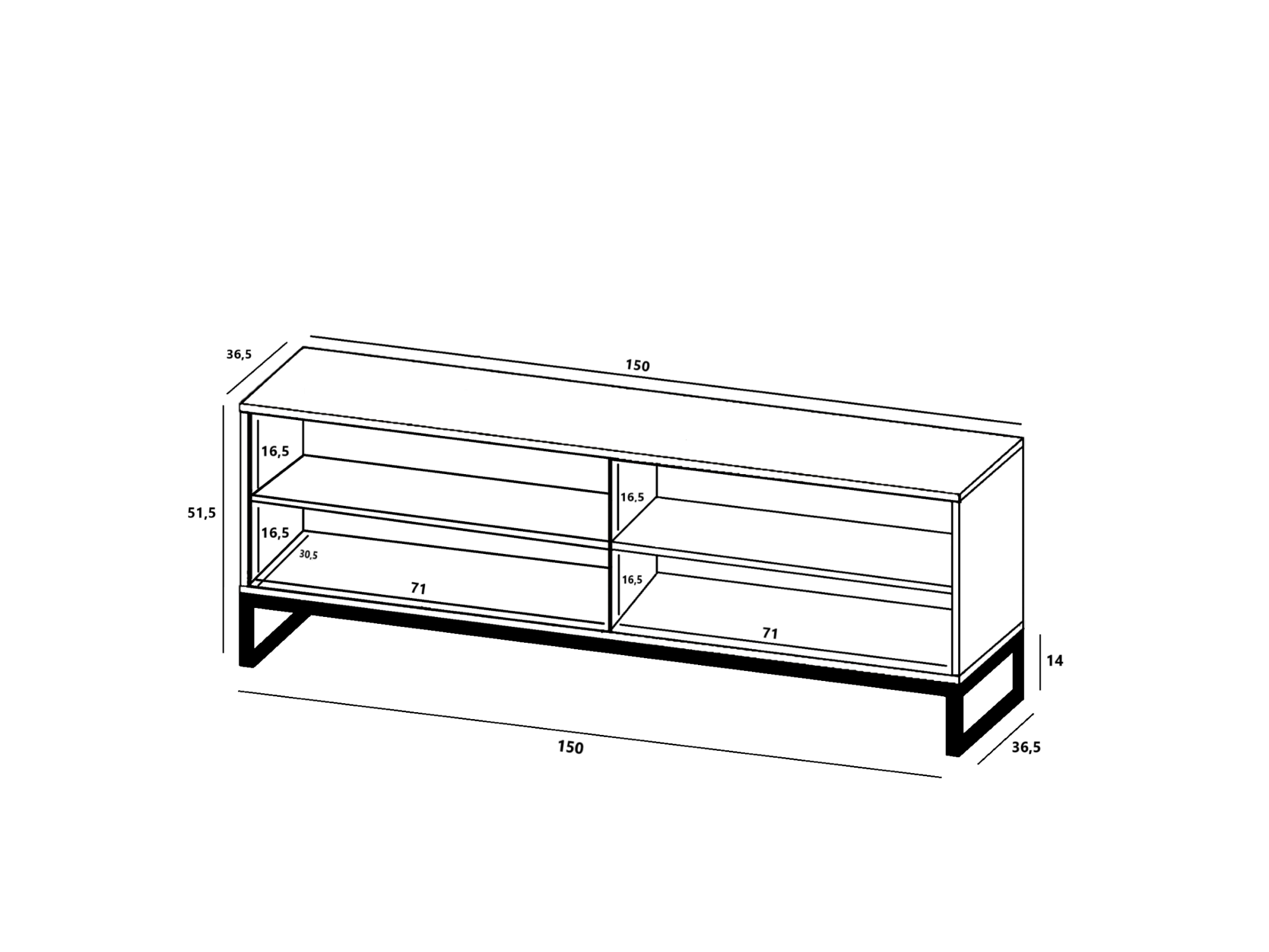 Szafka RTV Czarna Matowa, Loft, Glamour 150cm, Dobra Cena, Sklep Online