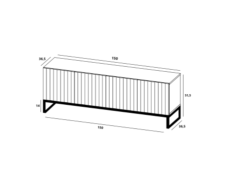 Szafka RTV Czarna Matowa, Loft, Glamour 150cm, Dobra Cena, Sklep Online
