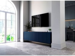 Stojąca szafka RTV Glamour ELPIS Granatowy Mat 150 cm na czarnej ramie