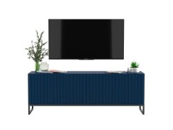 Stojąca szafka RTV Glamour ELPIS Granatowy Mat 150 cm na czarnej ramie