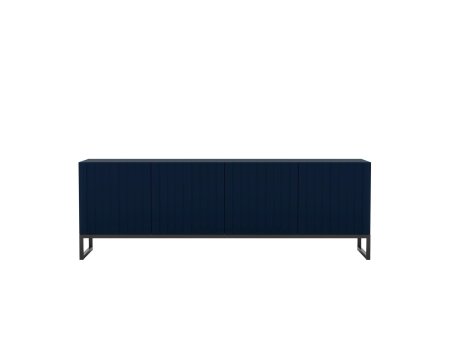 Stojąca szafka RTV Glamour ELPIS Granatowy Mat 150 cm na czarnej ramie