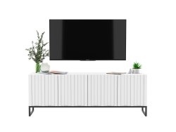 Stojąca szafka RTV Glamour ELPIS Biały Mat 150 cm na czarnej ramie