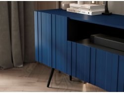 Stojąca szafka RTV Glamour ELPIS Granatowy Mat 150 cm na czarnych nóżkach
