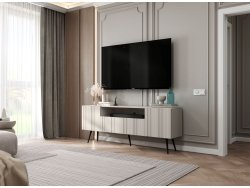 Stojąca szafka RTV Glamour ELPIS Kaszmir Mat 150 cm na czarnych nóżkach