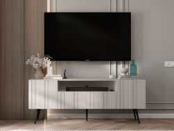 Stojąca szafka RTV Glamour ELPIS Kaszmir Mat 150 cm na czarnych nóżkach