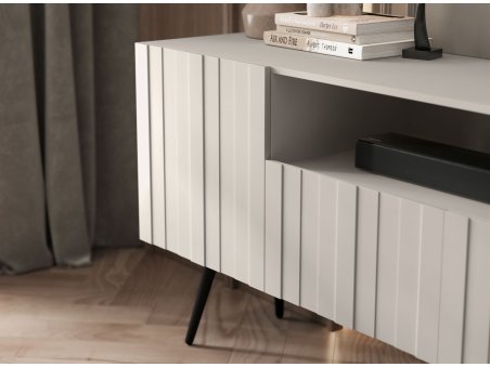 Stojąca szafka RTV Glamour ELPIS Kaszmir Mat 150 cm na czarnych nóżkach