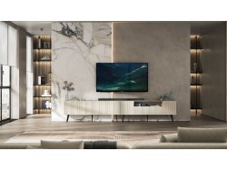 Stojąca szafka RTV Glamour ELPIS Kaszmir Mat 150 cm na czarnych nóżkach