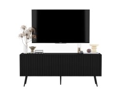 Stojąca szafka RTV Glamour ELPIS Czarny Mat 150 cm na czarnych nóżkach