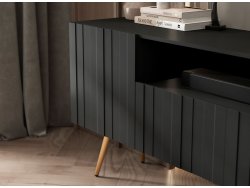 Stojąca szafka RTV Glamour ELPIS Czarny Mat 150 cm na złotych nóżkach