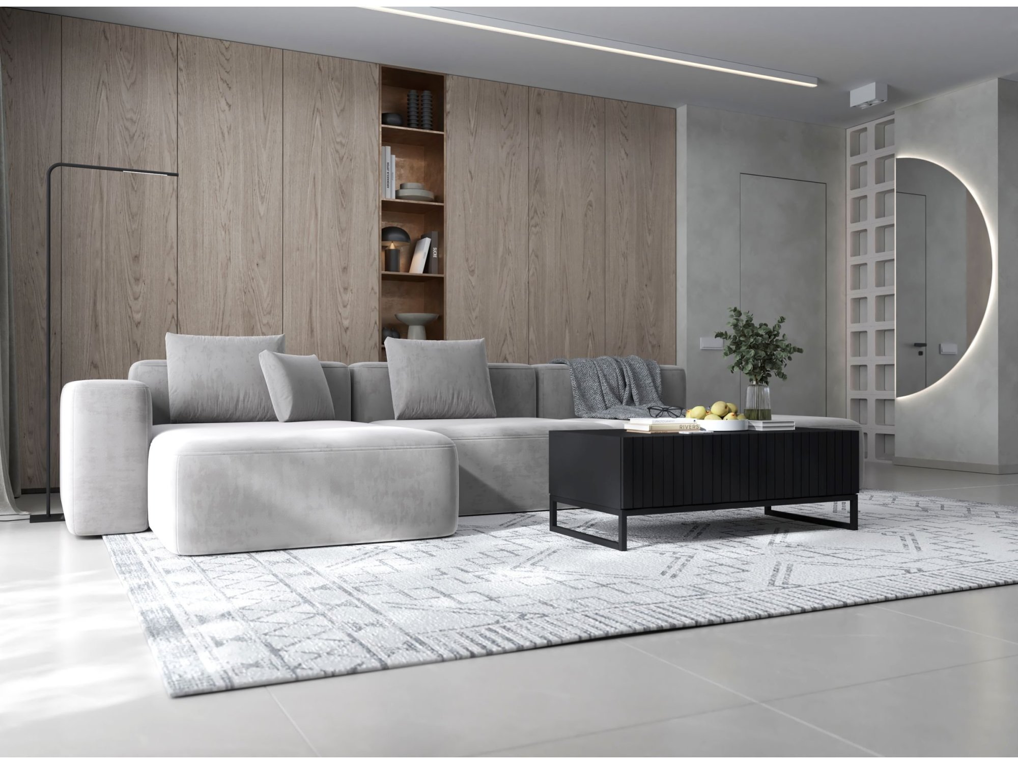 Stolik Kawowy Glamour ELPIS 110 cm, Czarny Mat, z Ramą, Dobra Cena, Sklep Online | Meble Lindner